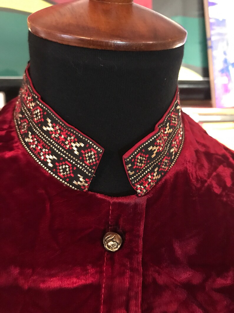 1960/'s Artbro Brand Nehru Collar Crushed Velvet TunicMinidress