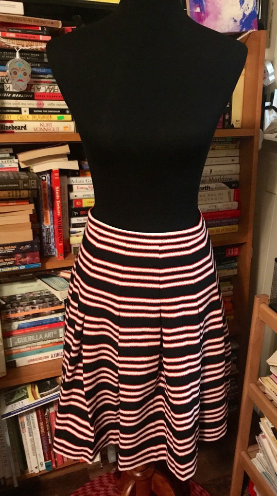 80's Striped Pleated Polyester Skirt by Act III