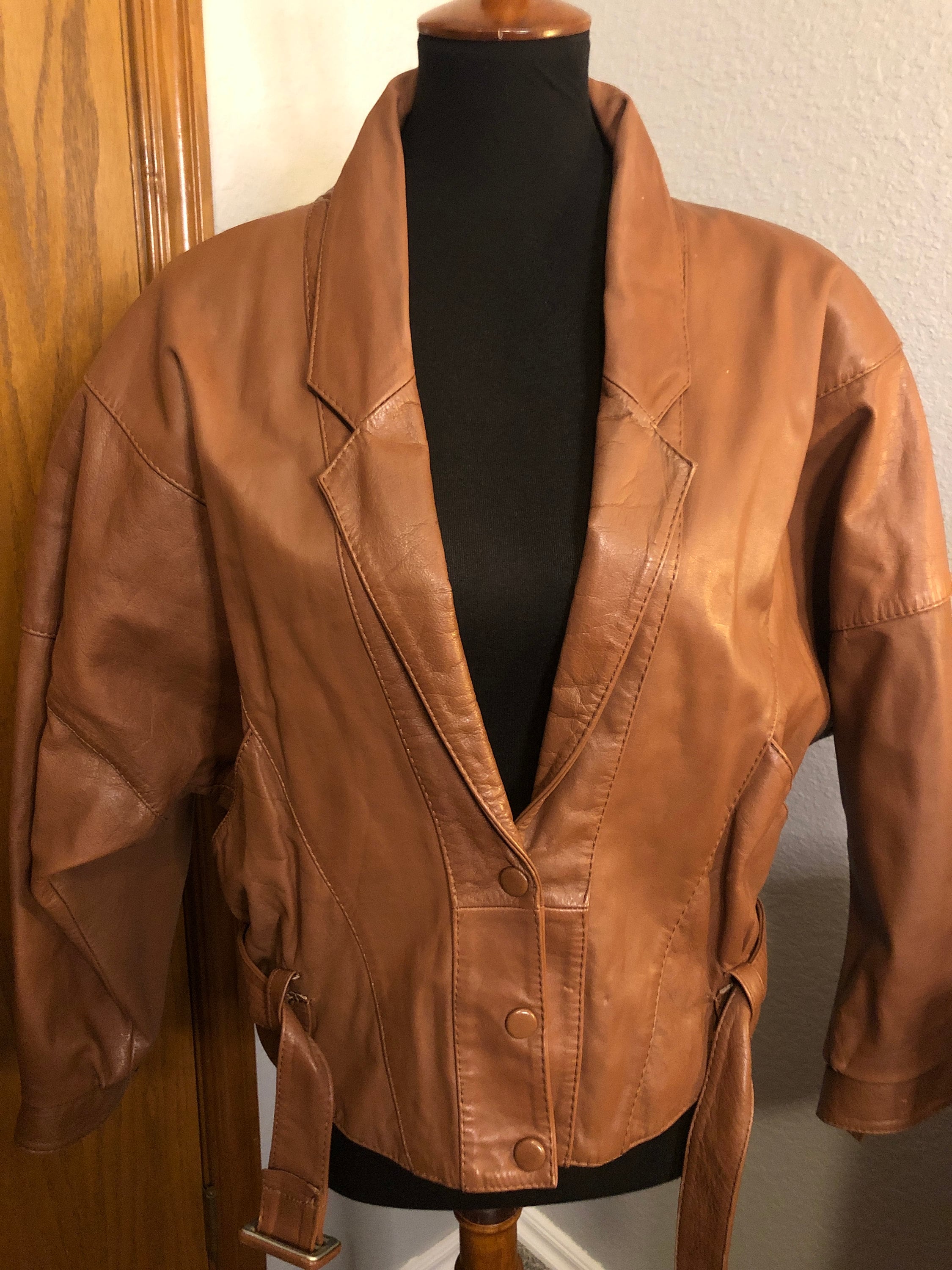 80's Mexican Leather Batwing Jacket - Etsy