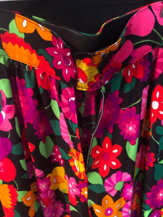 60’s/70's  Women’s Psychedelic Neon Floral High W… - image 3