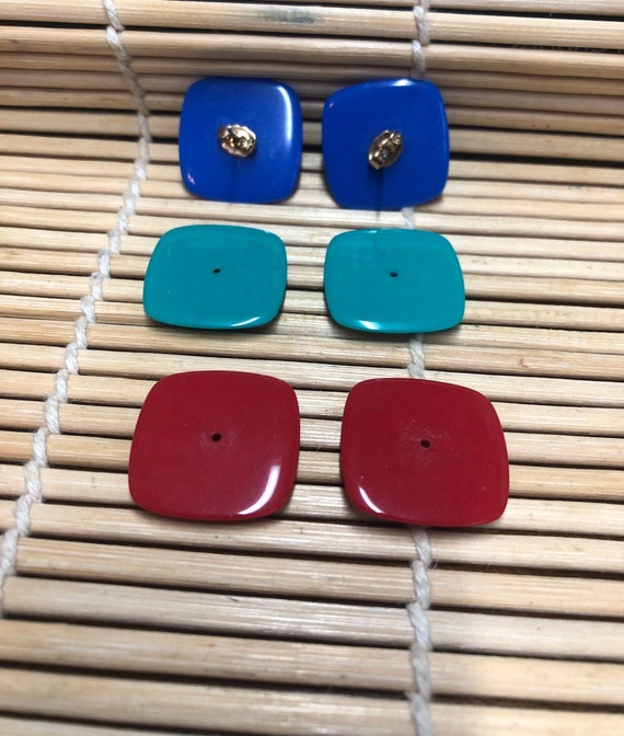 80’s Interchangeable Plastic Square Earring Set - image 2