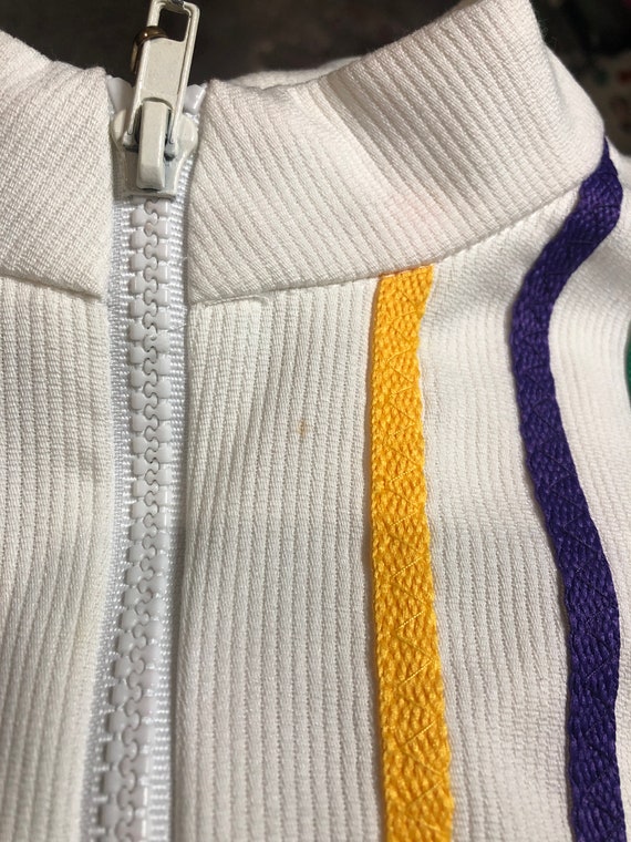 80’s Polyester Athletic Jacket with Multicolored … - image 8
