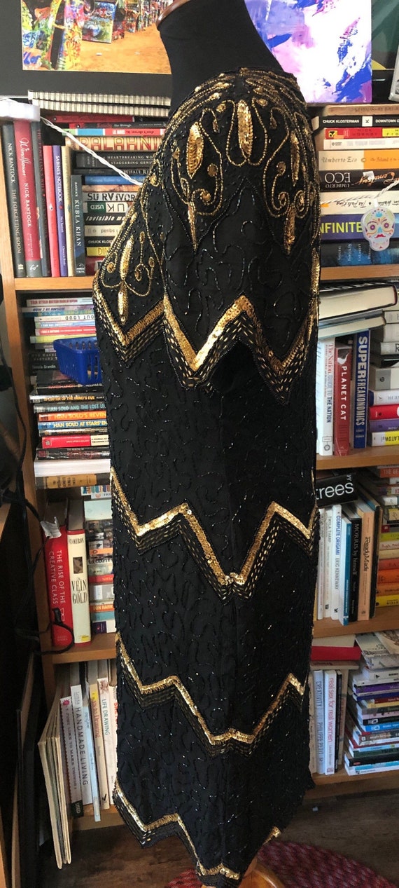 Laurence Kazar Black and Gold Beaded Dress - image 2