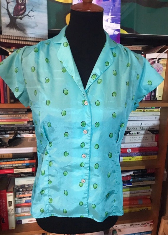 1980's Cap Sleeved Fitted Blouse by Upper Class