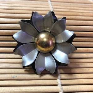 60’s/70’s Black/Silver/Gold Flower Brooch