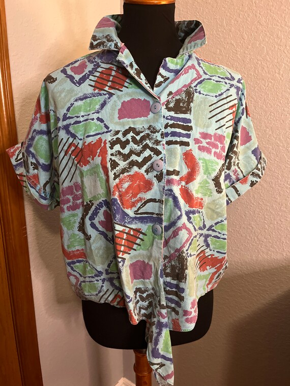 80’s Boxy Tie Front Top by California Connections - image 7