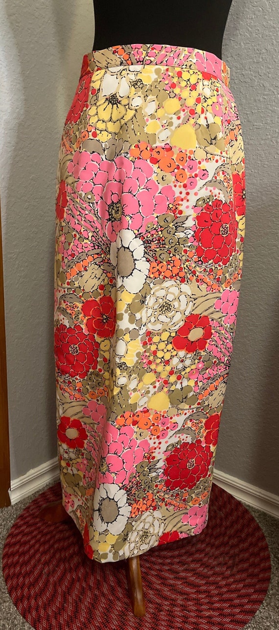 60’s/70’s Floral Print Polyester Maxi Skirt - image 1