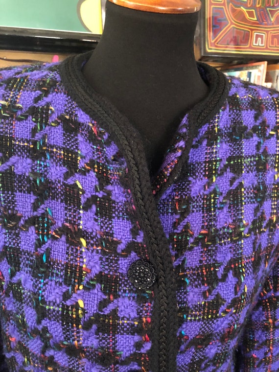 80’s Italian Bespoke Purple Tweed Jacket by Ateli… - image 2