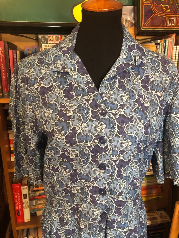 60’s Handmade Blue Floral Day Dress - image 2