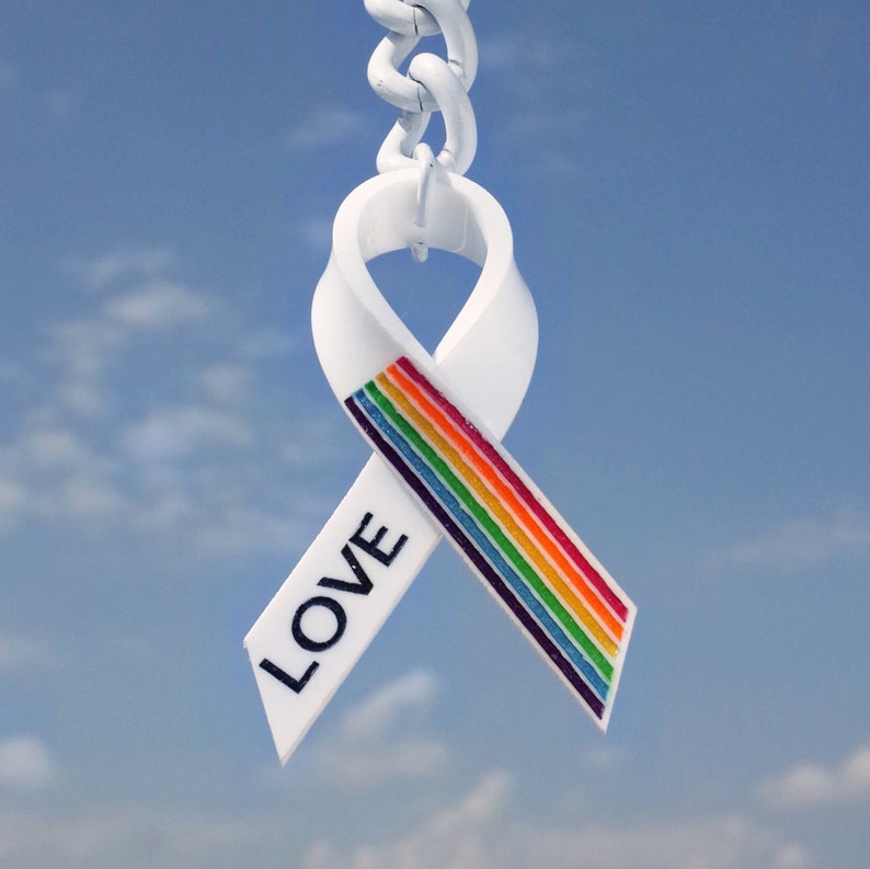 Gay Pride Rainbow & LOVE Acrylic Ribbon Mardi Gras Parade LGBTQ image 3