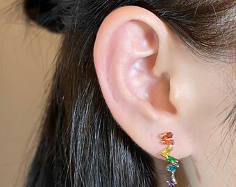 Rainbow Zircon Earring Pride LGBTQ+ -  Drop Stud