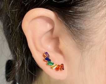 Rainbow Zircon Pride LGBTQ+ -  Ear Climber