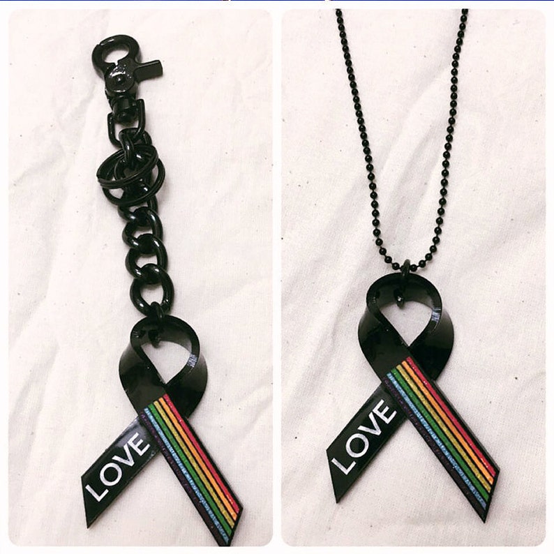 Gay Pride Rainbow & LOVE Acrylic Ribbon Mardi Gras Parade LGBTQ image 5