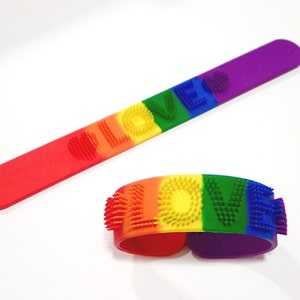 Gay Pride Rainbow LOVE Slap Bracelet Mardi Gras Parade LGBTQ