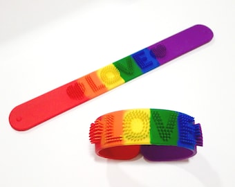 Gay Pride Rainbow LOVE Slap Bracelet Mardi Gras Parade LGBTQ