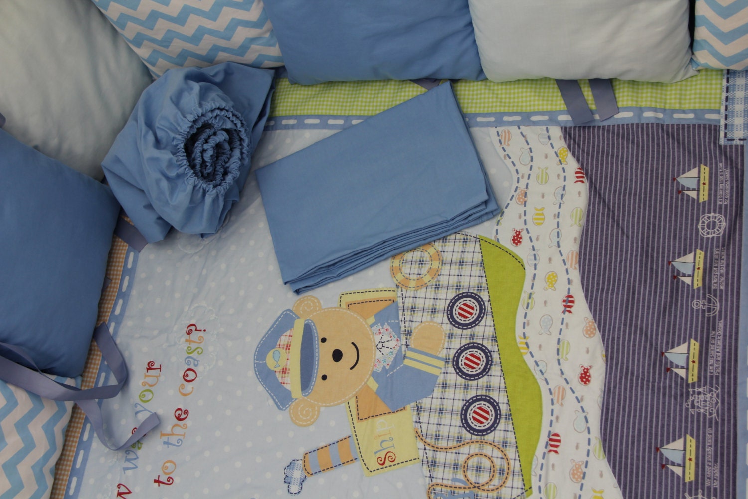Bedding set for baby boy with teddybear made of cotton / Etsy