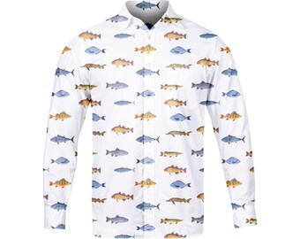Chemise homme Kustom Kit - Uni - Manches courtes - Blanc et azur