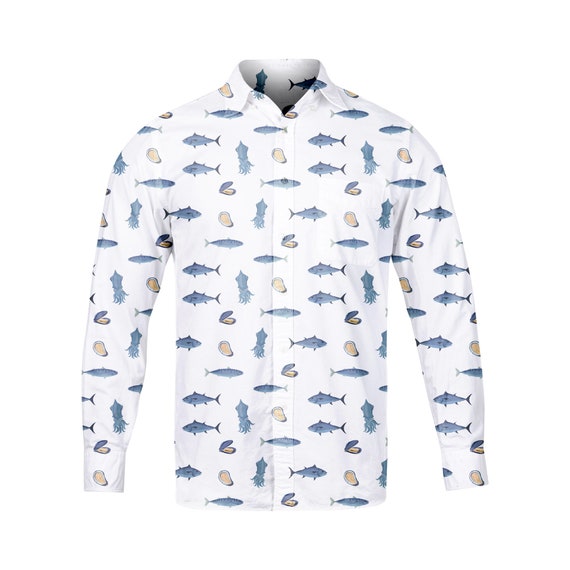 dress shirt with fish on it Men's Fish Style Shirt