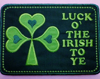 TWO Irish ITH Mug Rug and ONE Coaster Machine Embroidery Designs (St Patricks Day also)