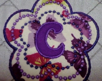 ITH Flower Letters Coaster Machine Embroidery Design