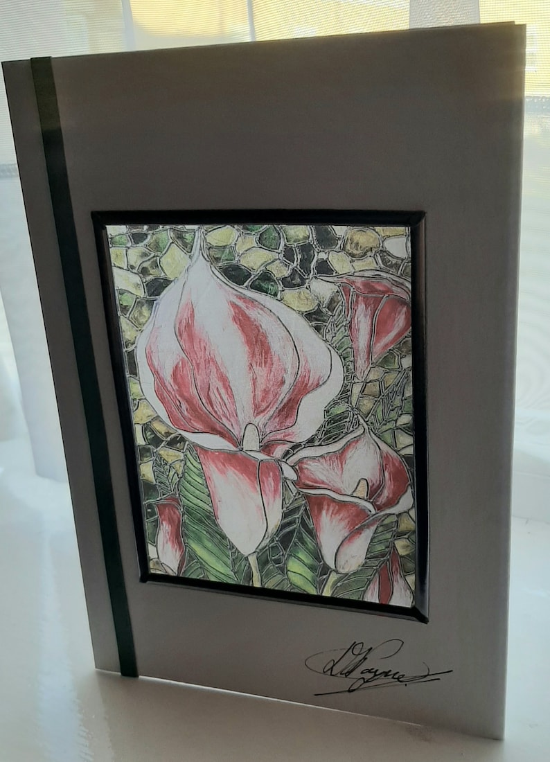 Fabric printstained glass effect card.