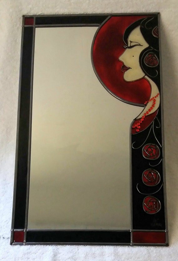 エレガントなアールヌーボースタイルのミラーデザイン（30 x 50 cm