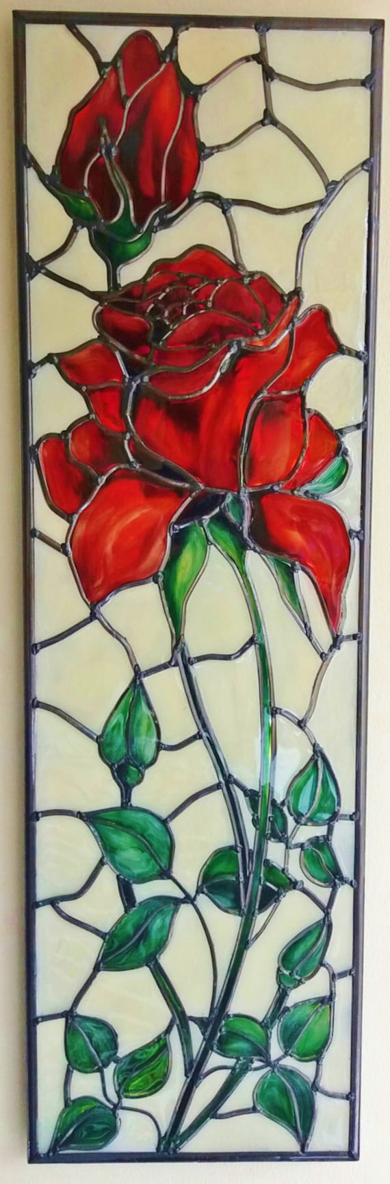 Red Rose A Bespoke Art Nouveau Tiffany Style And Inspired Etsy