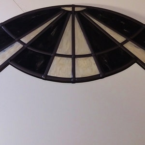 Art Deco 1920s style Sunburst in Black & Pearlescent. A bespoke, hand painted and leaded 30x50cm Mirror. By Douglas Payne. image 2