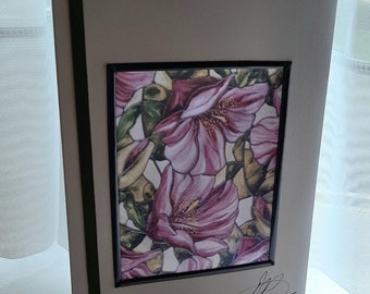 Fabric print/stained glass effect card.