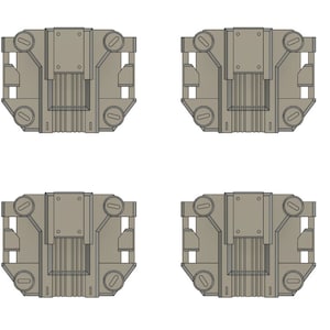 Puede incluir: Cuatro piezas met&aacute;licas grises de forma rectangular con una serie de peque&ntilde;os agujeros y protuberancias. Las piezas tienen una superficie texturizada y un borde ligeramente elevado.