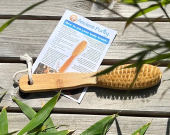 Dry Skin Brushing - Brush with Informative Instructions -  Circulation / Lymphatic Drainage / Skin / Detox