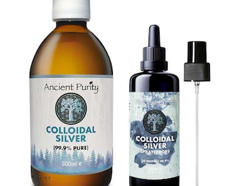 Colloidal Silver 10-20 PPM | High Purity Silver Water | Multi-Purpose Hygiene & Care - 100ml Spray/Dropper | 500ml Bottle