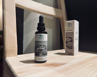 Shiitake Mushroom Tincture 50ml Potent Extract - 1-3 / 1-6 Beta-d-Glucans | Organic PEFC/FSC certified birch (Grown in Finland)