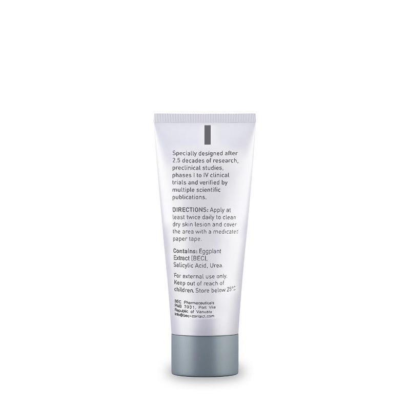 May include: A white tube of cream with a gray cap. The tube has text that reads "Specially designed after 2.5 decades of research..." and lists ingredients like Eggplant Extract and Salicylic Acid. The product is for external use only.