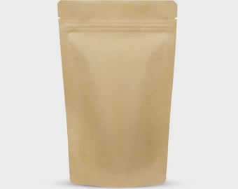 Kraft Paper Stand-Up Food Pouch | Foil-Lined | Heat Sealable | 100 Pack | 250g
