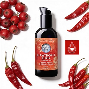 Meidoornselixer: biologische tinctuur met cayennepeperextract | Hibiscus-infusie | Rode bietextract: 150 ml