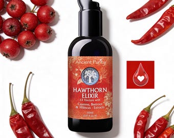 Hawthorn Elixir -  Organic Tincture with Cayenne Extract | Hibiscus Infusion | Beetroot Extract - 150ml