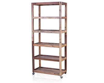 Six Shelf Display with Casters | Recycled Wood | 79x37x180cm