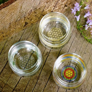 Sacred Geometry Drinking Glass (250ml) Gold Flower Of Life - Structure / Energise Water / Juices (Flower of Life / Golden Ratio)