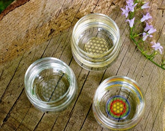 Sacred Geometry Drinking Glass (250ml) Structure / Energise Water / Juices (Flower of Life / Golden Ratio) Made in Switzerland