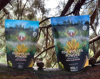Pine Pollen Powder | Superfood 200+ Bioactive Nutrients - Vitamins / Minerals | Broken-Cell Wall, Hormone & Energy 150-300g