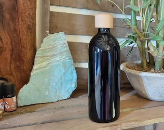 Botella de agua de vidrio Miron con tapa ecológica de madera / 500 ml / 0,5 L / Botella de vidrio Miron "Violeta oscuro" / Luz de bloque