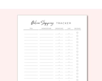 Online Shopping Tracker Printable, A5, A4, Letter Size