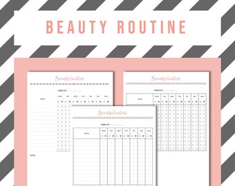 Beauty Routine Tracker, Skincare Planner, Weekly Printable (Digital Download)