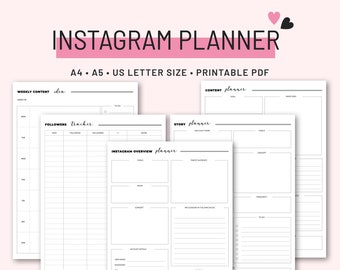 Instagram Planner Printable, Social Media Content, A4 A5 US Letter (PDF)
