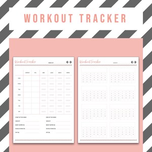 Workout Tracker, Monthly workout planner, Weekly Workout tracker, Monthly tracker, Exercise Tracker, Running tracker, Workout Journal