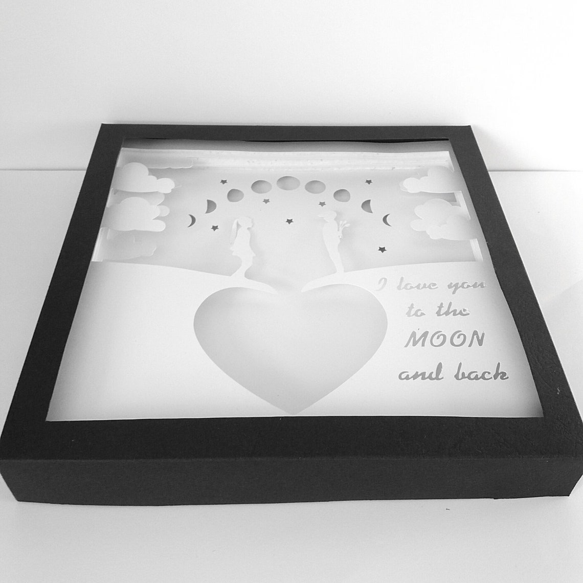 Lovers shadow box svg. Paper light box template. 3D Paper cut Etsy