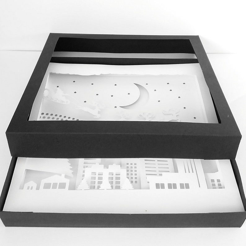 Christmas Shadow Box Svg. Paper Light Box Template. 3D Paper Etsy