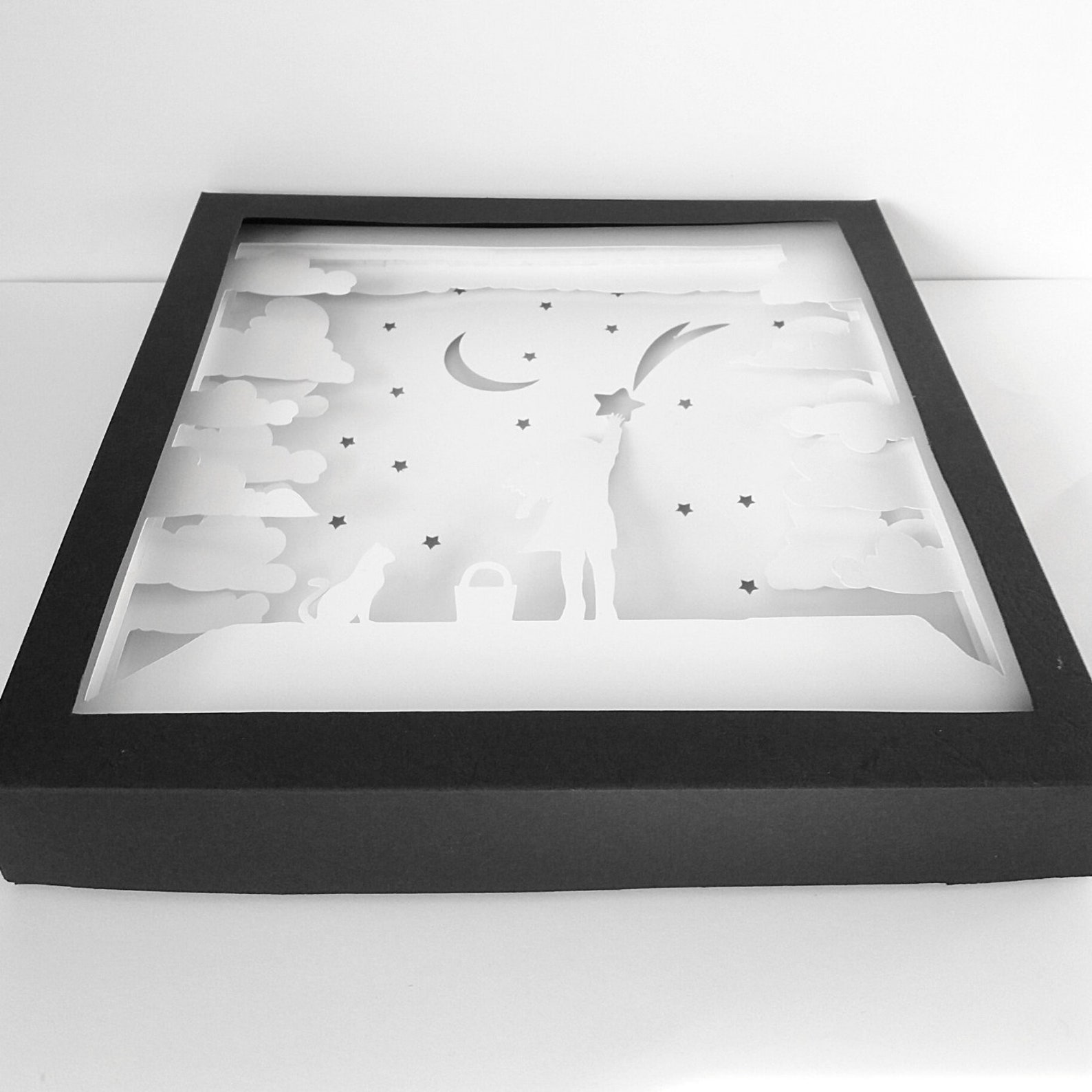 Starfall shadow box svg. Paper light box template. 3D Paper Etsy