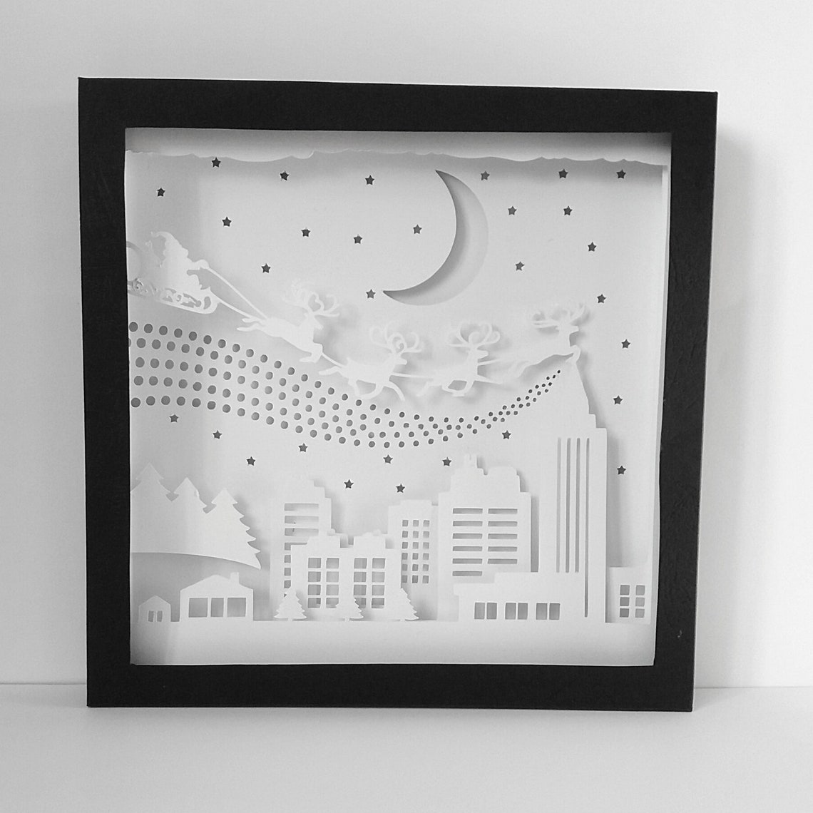 Christmas Shadow Box Svg. Paper Light Box Template. 3D Paper Etsy